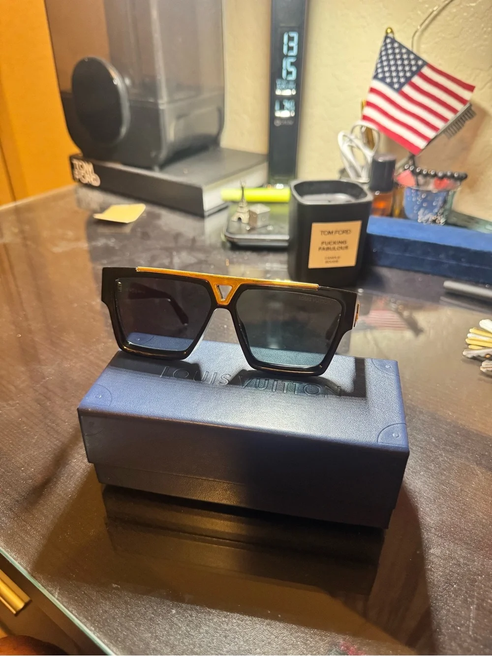 Black Sunglasses with Gold Accent